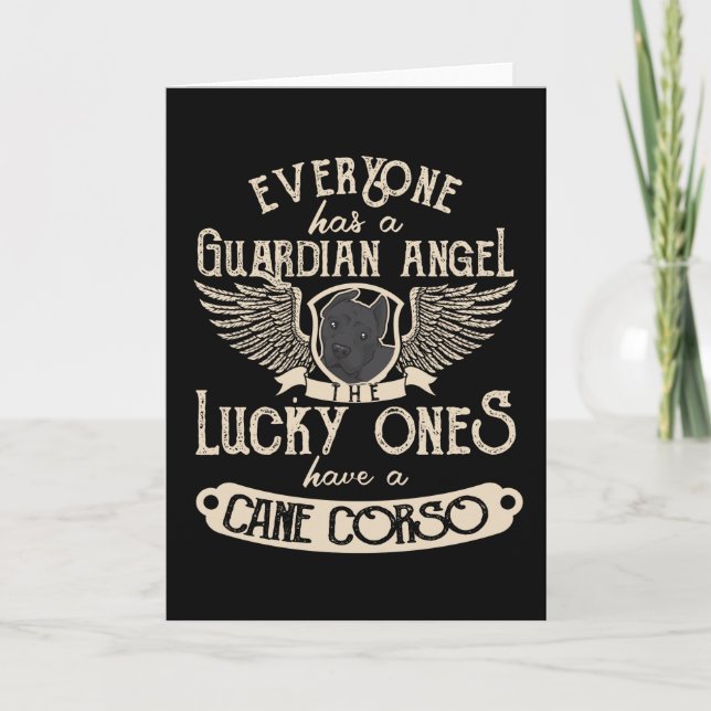 Cane Corso Italiano With Guardian Angel Saying Card (Front)