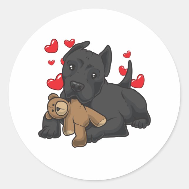 Cane Corso Italiano with stuffed animal Classic Round Sticker (Front)