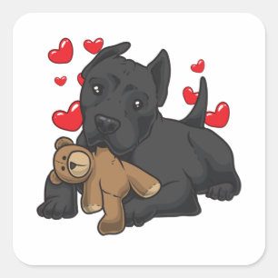 Cane Corso Italiano with stuffed animal Square Sticker