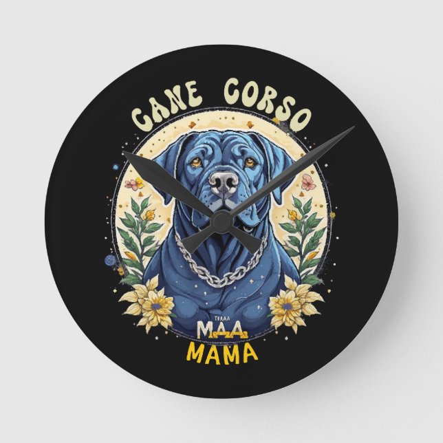 Cane Corso Mama Round Clock (Front)