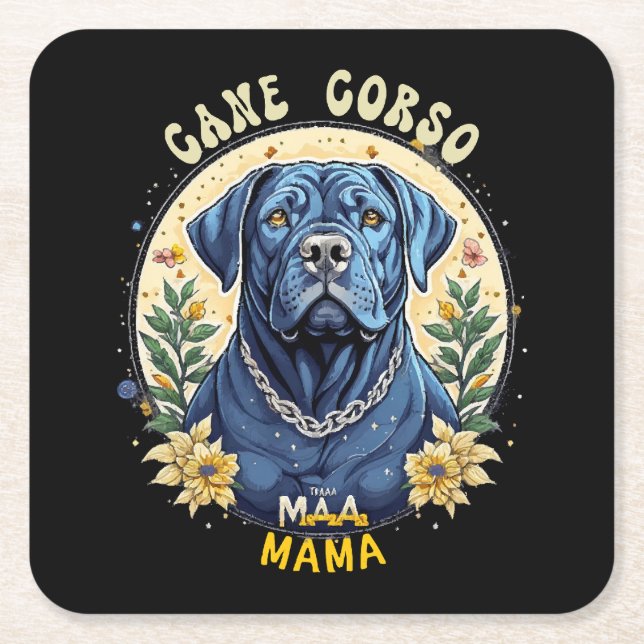 Cane Corso Mama Square Paper Coaster (Front)