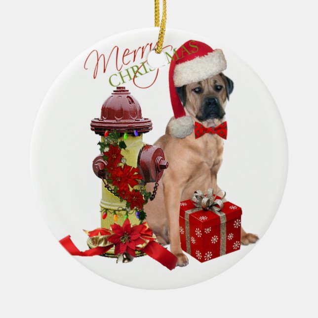 Cane Corso Merry Christmas Ceramic Tree Decoration (Front)