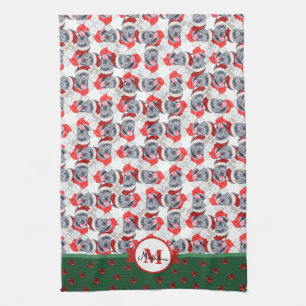 Cane Corso Monogram Christmas Dog Tea Towel