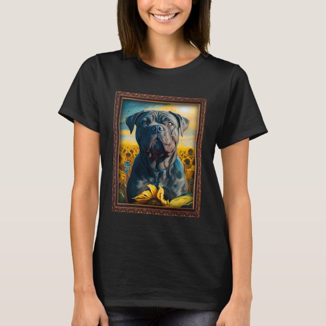 Cane Corso Painting Sunflower Flower Mum Women Flo T-Shirt (Front)