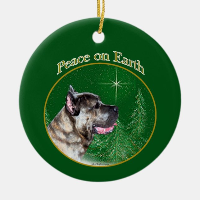 Cane Corso Peace Ceramic Tree Decoration (Front)