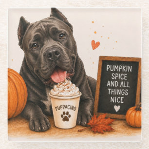 Cane Corso Pumpkin Spice Puppaccino Glass Coaster