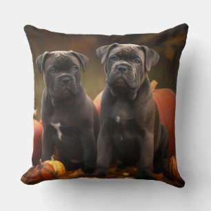 Cane Corso Puppy Autumn Delight Pumpkin Cushion