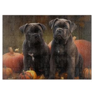 Cane Corso Puppy Autumn Delight Pumpkin Cutting Board