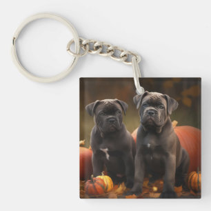 Cane Corso Puppy Autumn Delight Pumpkin Key Ring