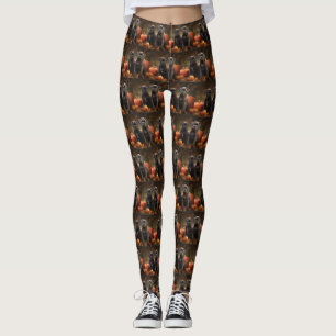 Cane Corso Puppy Autumn Delight Pumpkin Leggings
