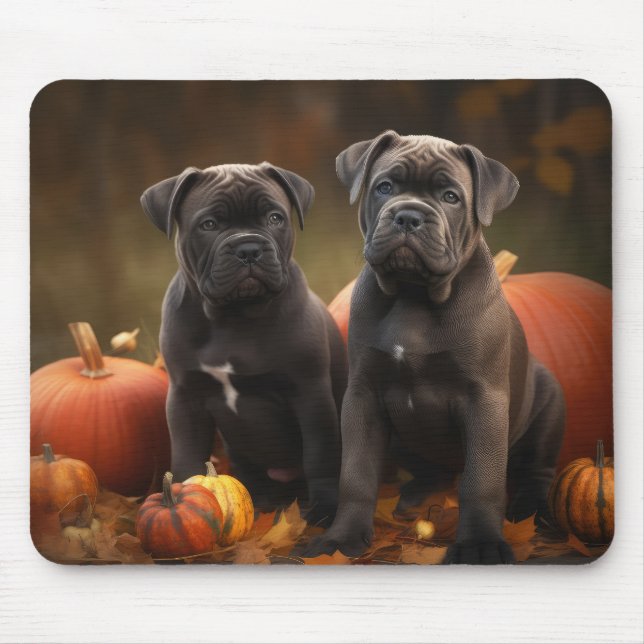 Cane Corso Puppy Autumn Delight Pumpkin Mouse Mat (Front)