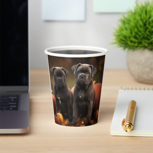 Cane Corso Puppy Autumn Delight Pumpkin Paper Cups (Insitu)