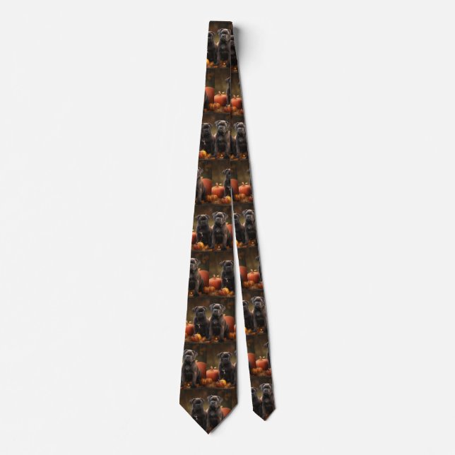 Cane Corso Puppy Autumn Delight Pumpkin Tie (Front)