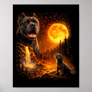 Cane corso puppy howling to protector under the poster