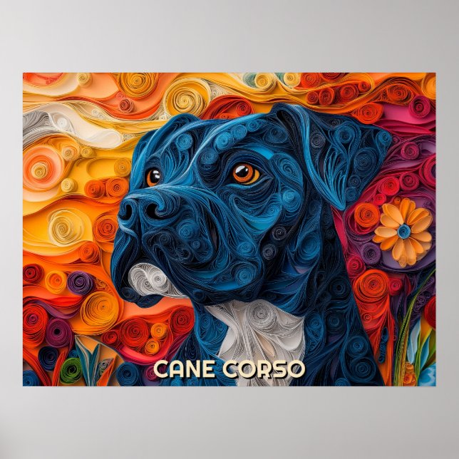 Cane Corso Quilling Art Dog Portrait Poster (Front)