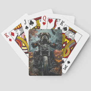 Cane Corso Riding Motorcycle Halloween Scary Playing Cards