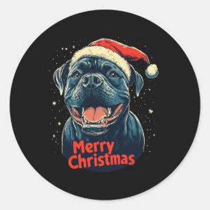 Cane Corso Santa Hat Merry Christmas Xmas Dog Love Classic Round Sticker