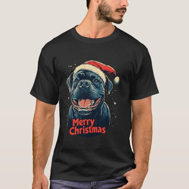 Cane Corso Santa Hat Merry Christmas Xmas Dog Love T-Shirt (Front)