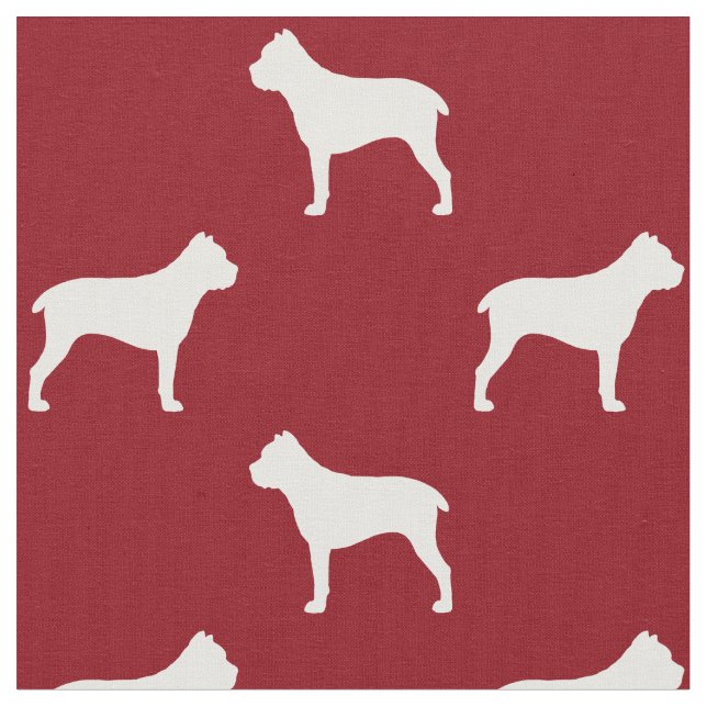 Cane Corso Silhouettes Red and White Patterned Fabric (Close Up)