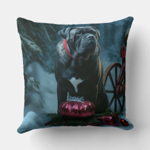 Cane Corso Snowy Sleigh Christmas Decor Cushion