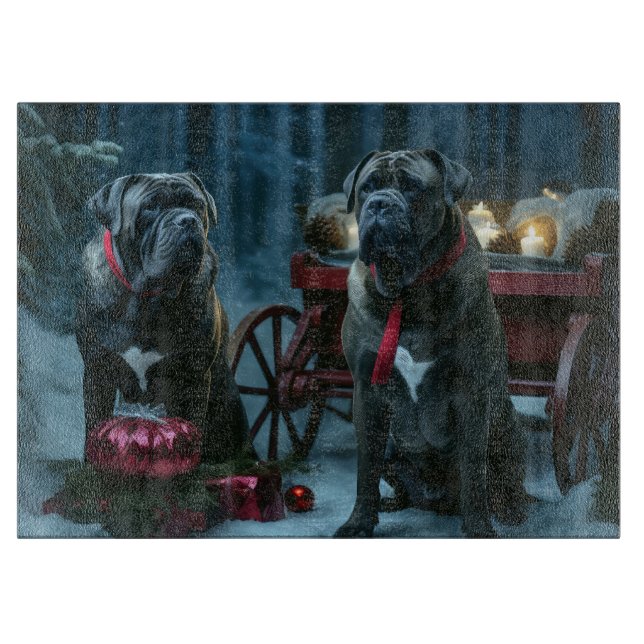 Cane Corso Snowy Sleigh Christmas Decor  Cutting Board (Front)