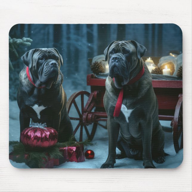 Cane Corso Snowy Sleigh Christmas Decor Mouse Mat (Front)