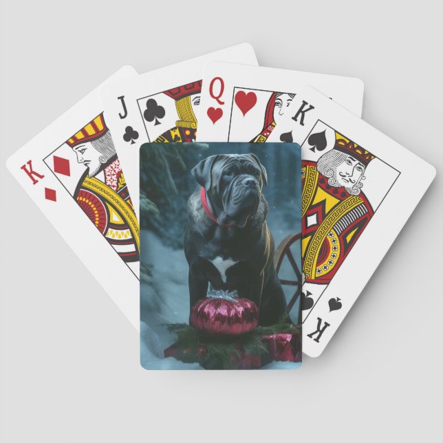 Cane Corso Snowy Sleigh Christmas Decor Playing Cards (Back)