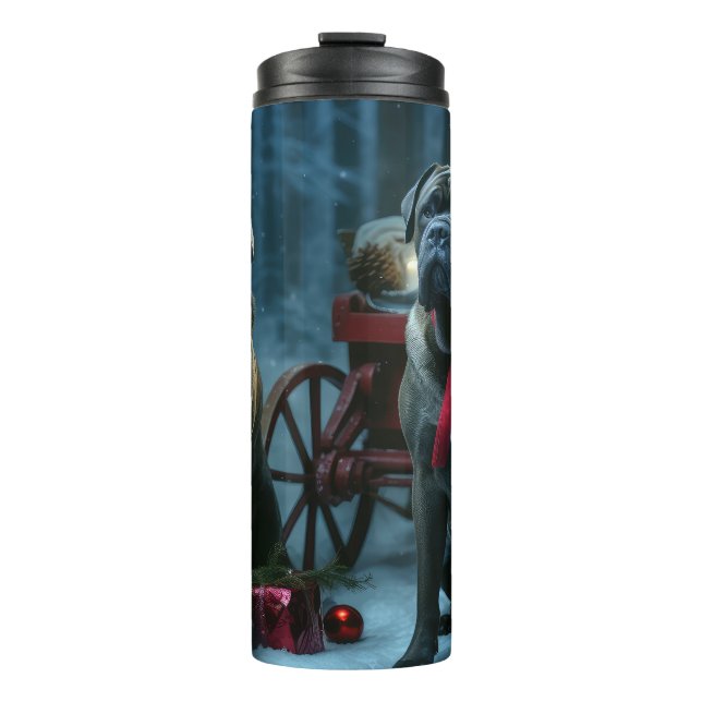 Cane Corso Snowy Sleigh Christmas Decor Thermal Tumbler (Front)