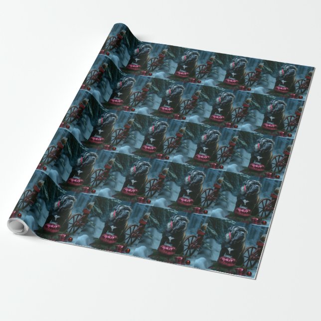 Cane Corso Snowy Sleigh Christmas Decor Wrapping Paper (Unrolled)