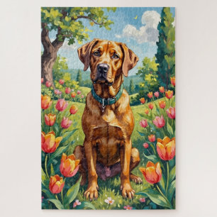 Cane Corso Spring Garden Floral Dog Jigsaw Puzzle