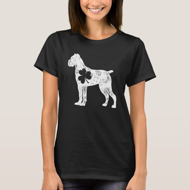 Cane Corso St Patricks Day Boys Kids Women Shamroc T-Shirt (Front)