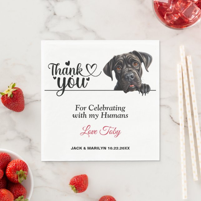 Cane Corso  Thank You Wedding Reception Napkin (Insitu)