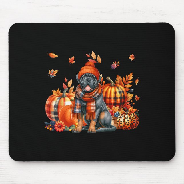 Cane Corso Thanksgiving Leopard Pumpkins Fall Leav Mouse Mat (Front)