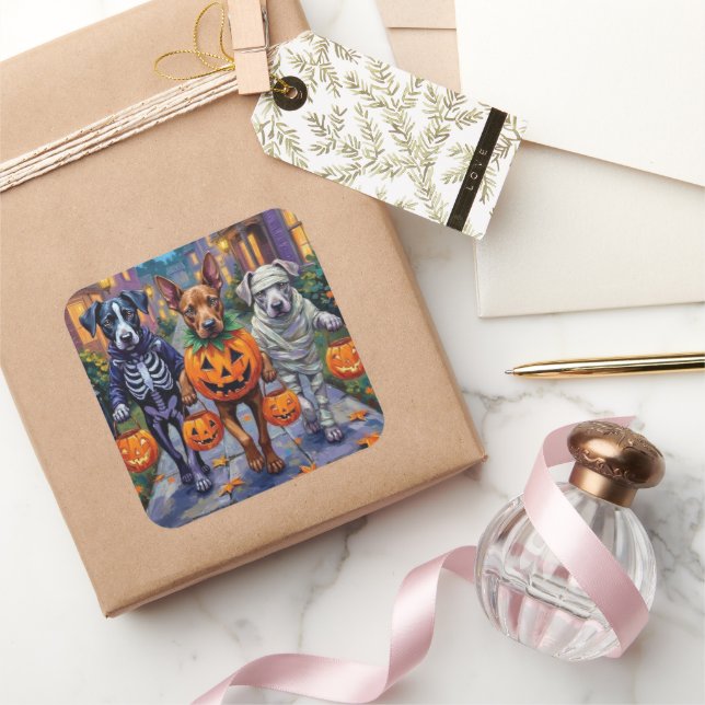 Cane Corso Trick-or-Treating in Halloween Costumes Square Sticker (Gifting)
