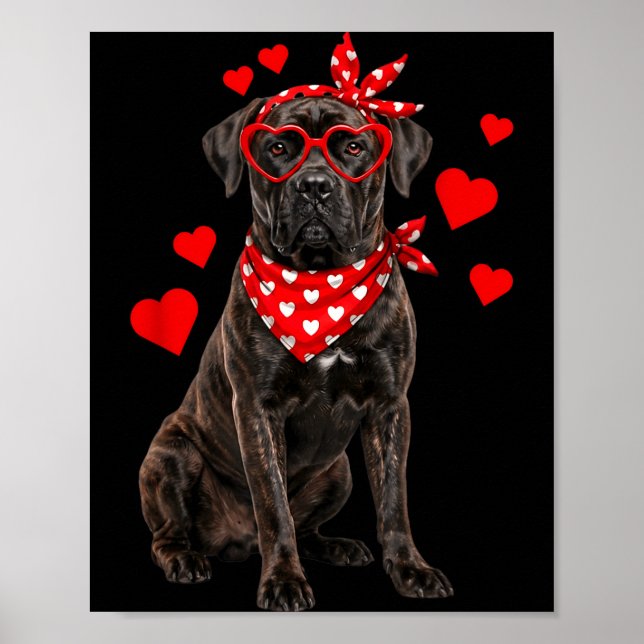 Cane Corso Valentines Day Dog Lover Heart  Poster (Front)