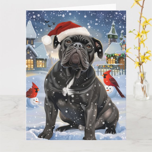 Cane Corso Winter Wonderland Christmas Joy  Card (Yellow Flower)