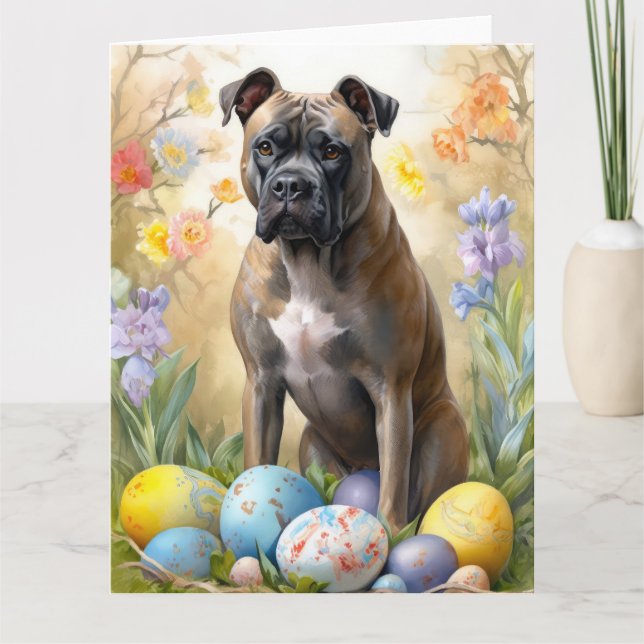 Cane Corso with Easter Eggs Holiday Card (Front)