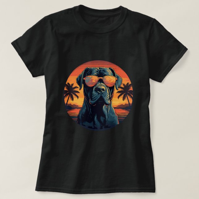 Cane Corso With Sunglasses Presa Canario 14 T-Shirt (Design Front)