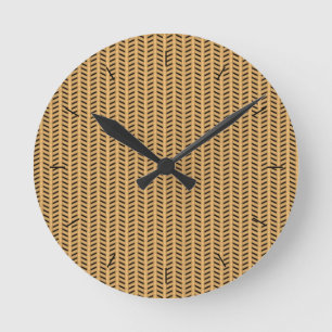 Cane wicker parquet round clock