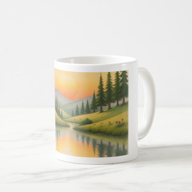 Cane with mountain landscape coffee mug (Front Right)