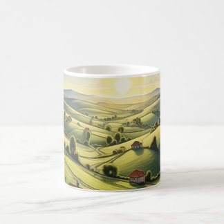 Cane with sunset landscape coffee mug