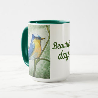 Caneca com ilustração pássaro beautiful day mug