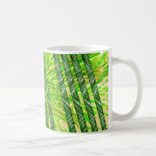 Caneca com riscos e faixas verdes, amarelo e oliva coffee mug
