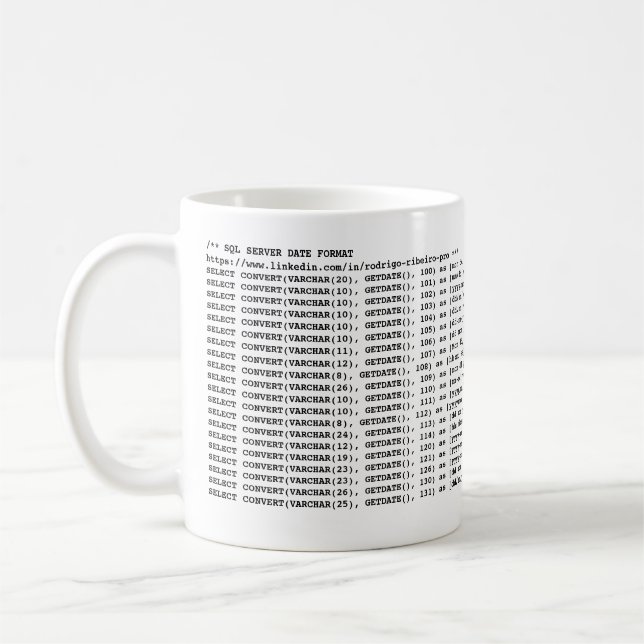 CANECA DE CAFÉ SQL SERVER DATE FORMAT MUG (Left)