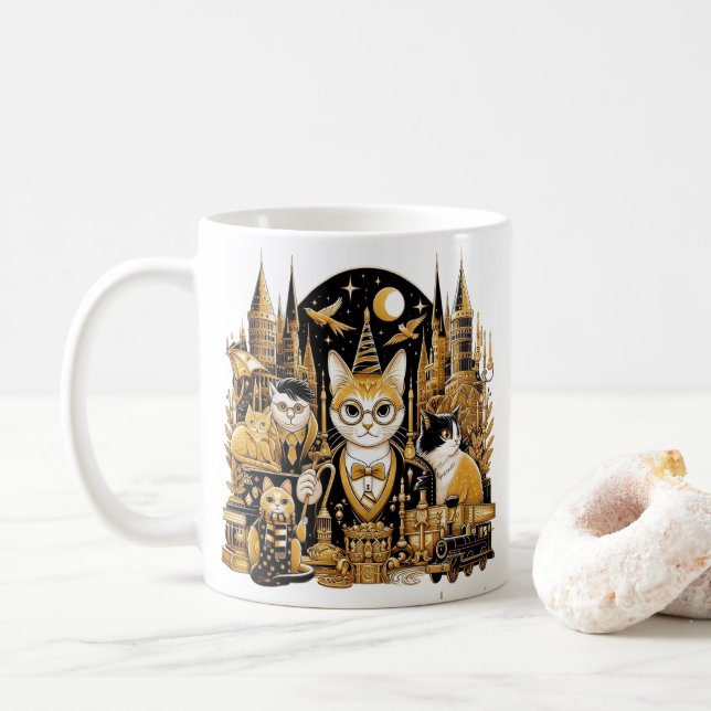 Caneca Gatos Hogwarts Coffee Mug (With Donut)