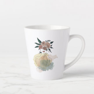 Caneca para café latte linhas e flores latte mug