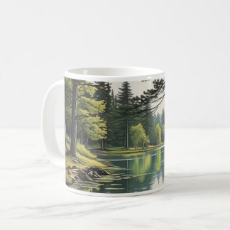 Caneca with illustration of lake and forest coffee mug