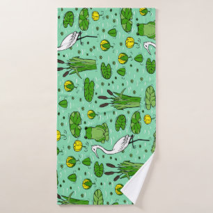 Canes, herons, lilies: vintage swarm. bath towel
