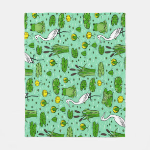 Canes, herons, lilies: vintage swarm. fleece blanket