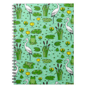 Canes, herons, lilies: vintage swarm. notebook